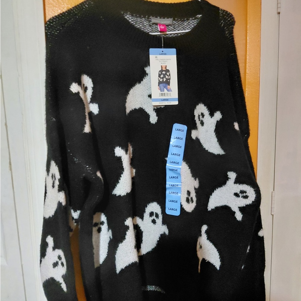 Black Sweater with White Ghosts
